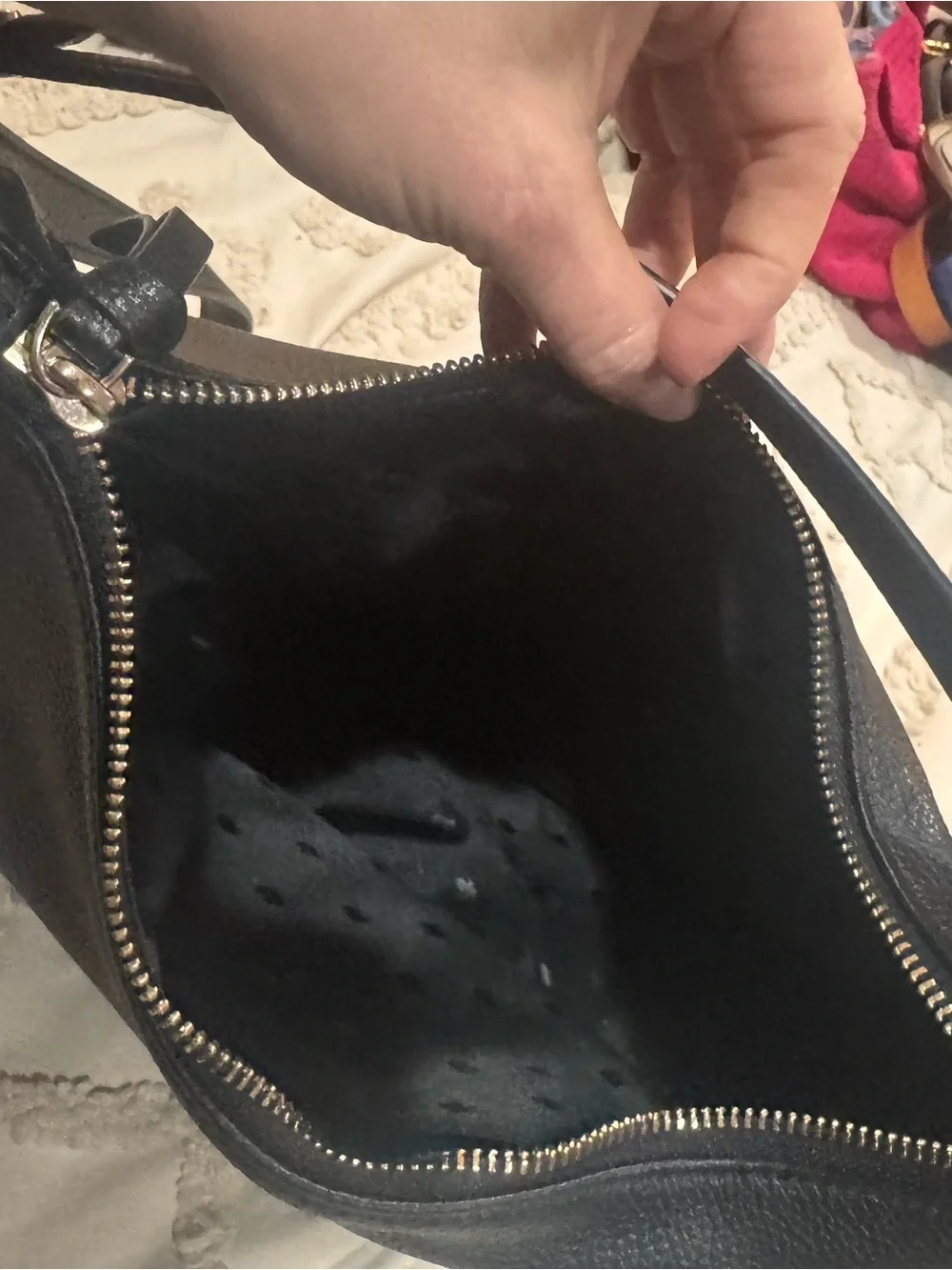 kate spade Black Pebbled Leather Shoulder Hobo with Gold Hardware
